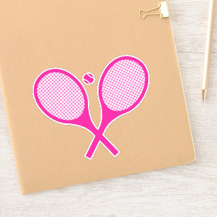 Neon Pink Tennis Racquets Ball Aufkleber