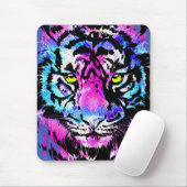 Neon Pink Tiger Head Portrait - Tiger Mouse Pad Mousepad (Mit Mouse)