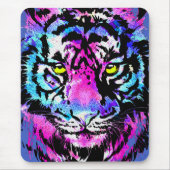 Neon Pink Tiger Head Portrait - Tiger Mouse Pad Mousepad (Vorne)