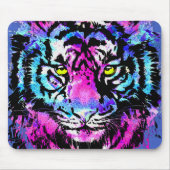 Neon Pink Tiger Head Portrait - Tiger Mouse Pad Mousepad (Vorne)