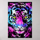 Neon Pink Tiger Head Portrait - Tiger Poster (Vorne)