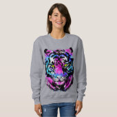 Neon Pink Tiger Head Portrait - Tiger Sweatshirt (Vorne ganz)