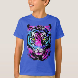 Neon Pink Tiger Head Portrait - Tiger T - Shirt