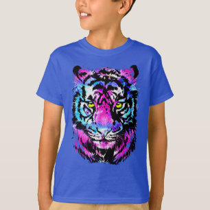 Neon Pink Tiger Head Portrait - Tiger T - Shirt