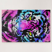 Neon Pink Tiger Head - Tiger Puzzle (Horizontal)