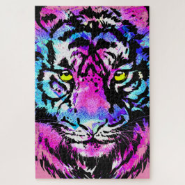 Neon Pink Tiger Head - Tiger Puzzle