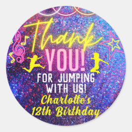 Neon Pink Trampolin Dance Party Vielen Dank Runder Aufkleber