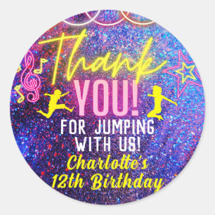 Neon Pink Trampolin Dance Party Vielen Dank Runder Aufkleber