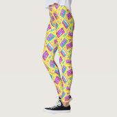 Neon Pink Trendy 80er Cassette Music Leggings (Links)