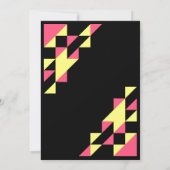 Neon Pink Triangle Geometric Black Birthday Einladung (Rückseite)