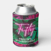 Neon Pink Tropical 50. Geburtstag Dosenkühler (Kanne Vorderseite)