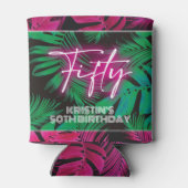 Neon Pink Tropical 50. Geburtstag Dosenkühler (Rückseite)