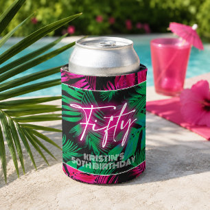 Neon Pink Tropical 50. Geburtstag Dosenkühler