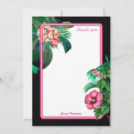 Neon Pink Tropical Botanicals Dankeskarte