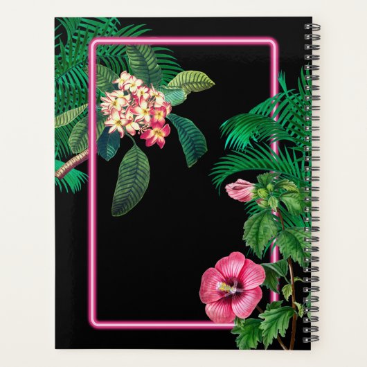 Neon Pink Tropical Botanicals Jahr Planer (Rückseite)