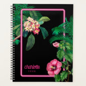 Neon Pink Tropical Botanicals Jahr Planer (Vorderseite)