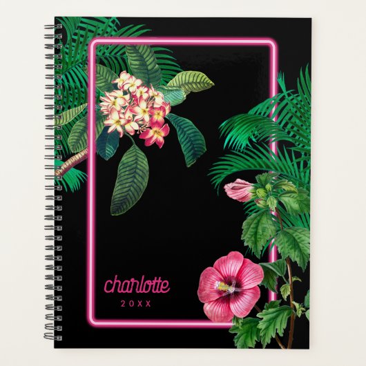 Neon Pink Tropical Botanicals Jahr Planer (Vorderseite)