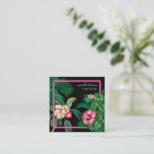 Neon Pink Tropical Botanicals QR Code Social Media Quadratische Visitenkarte (Stehend Vorderseite)