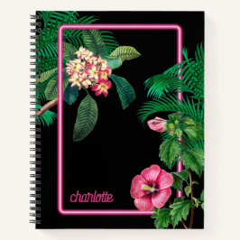 Neon Pink Tropical Botanicals Summer Notizblock