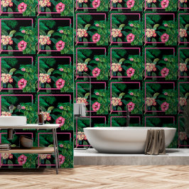 Neon Pink Tropical Botanicals Tapete