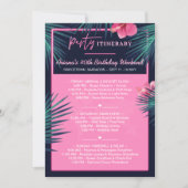 Neon Pink Tropical Destination Geburtstagsreise Einladung (Vorderseite)