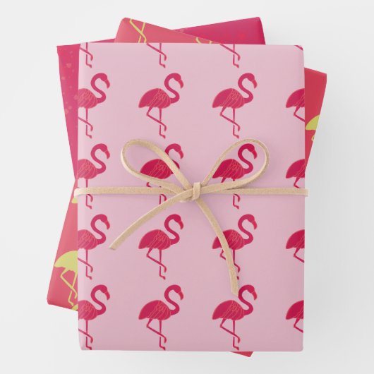 Neon Pink Tropical Flamingo Geschenkpapier Set (Beispiel)
