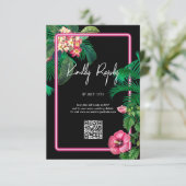 Neon Pink Tropical Retro Botanicals Hochzeit Begleitkarte (Stehend Vorderseite)