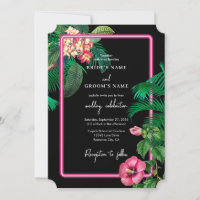 Neon Pink Tropical Retro Botanicals Hochzeit