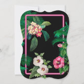 Neon Pink Tropical Retro Botanicals Hochzeit Einladung (Rückseite)