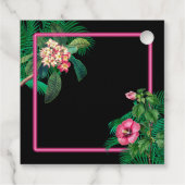 Neon Pink Tropical Retro Botanicals Hochzeit Geschenkanhänger (Rückseite)