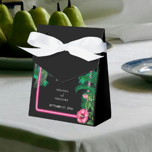 Neon Pink Tropical Retro Botanicals Hochzeit Geschenkschachtel
