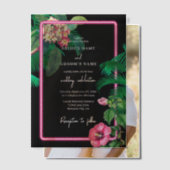 Neon Pink Tropical Retro Botanicals Hochzeit Pergament Einladungen (Versatz (Ehepaar))