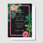 Neon Pink Tropical Retro Botanicals Hochzeit Pergament Einladungen (Versetzt)
