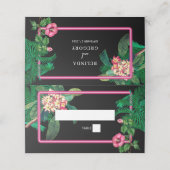 Neon Pink Tropical Retro Botanicals Hochzeit Platzkarte (Außenseite Aufgefaltet)