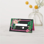 Neon Pink Tropical Retro Botanicals Hochzeit Platzkarte (Vorderseite)