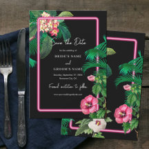 Neon Pink Tropical Retro Botanicals Hochzeit