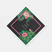 Neon Pink Tropical Retro Botanicals Hochzeit Serviette (Ecke)