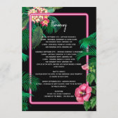 Neon Pink Tropical Retro Hochzeitsreise Programm (Rückseite)