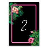 Neon Pink Tropical Retro Wedding Program Tischnummer (Rückseite)