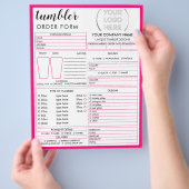 Neon Pink Tumbler Tasse Cup Bestellformular Flyer (Hand)