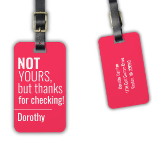 Neon Pink Typografie Funny Bag Name Adresse Gepäckanhänger
