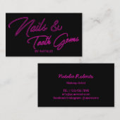 Neon Pink Typografy Salon Visitenkarte (Vorne/Hinten)