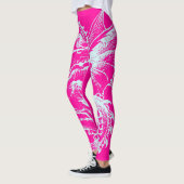 Neon Pink und Aquamarin Dragon Muster Athletic Leggings (Links)