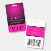 Neon Pink und Black Gradient VIP-Ereignis Ausweis (Vorder- & Rückseite)