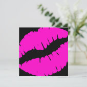 Neon Pink und Black Kiss Print Fabuly und 40 Einladung (Stehend Vorderseite)