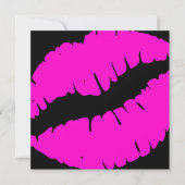 Neon Pink und Black Kiss Print Fabuly und 40 Einladung (Vorderseite)