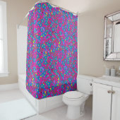 Neon Pink und Blue Blumen Duschvorhang (Beispiel)