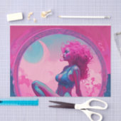 Neon Pink und Blue Sinnlich Curly Hair Frau Seidenpapier (Handwerk)