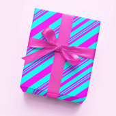 Neon Pink und Blue Streifen moderne elegante Geschenkpapier