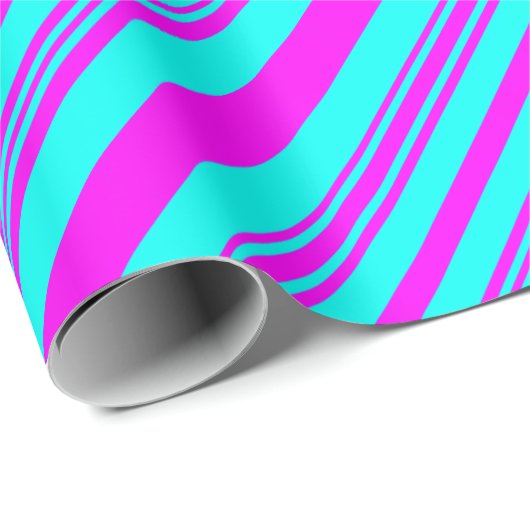 Neon Pink und Blue Streifen moderne elegante Geschenkpapier (Rolleneckpunkt)